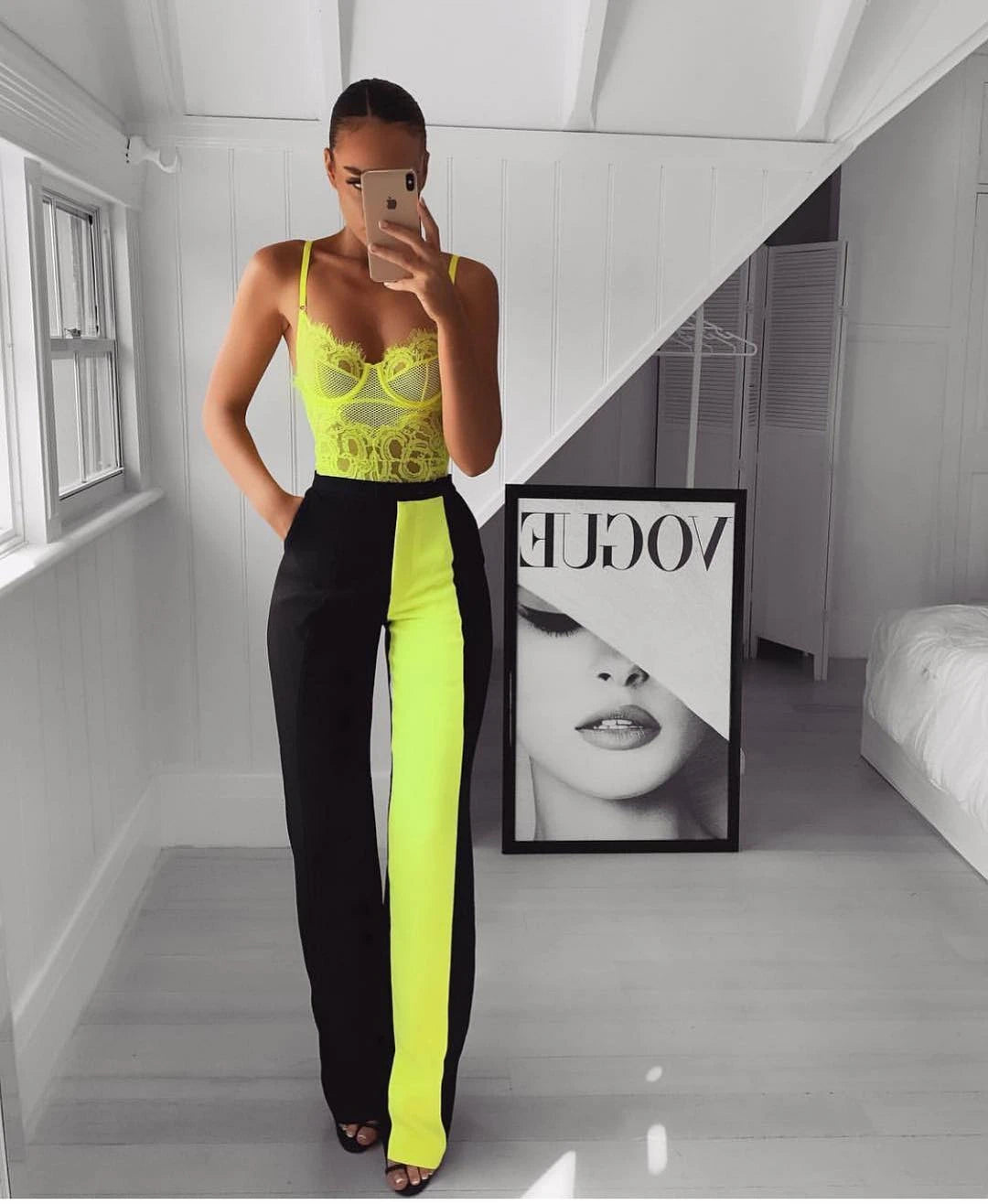 Lace Bodysuit Lingerie with Floral Design