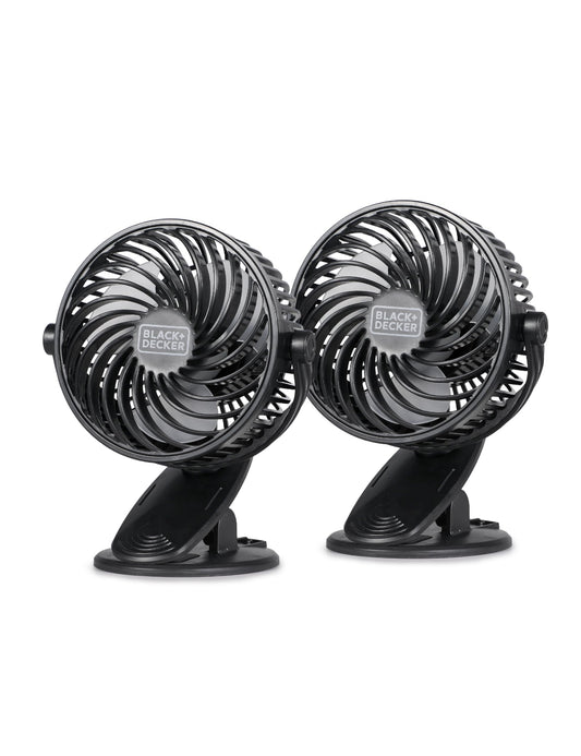 BLACK+DECKER 4" Dual-Mode Clip & Stand Desk Fan Twin-Pack